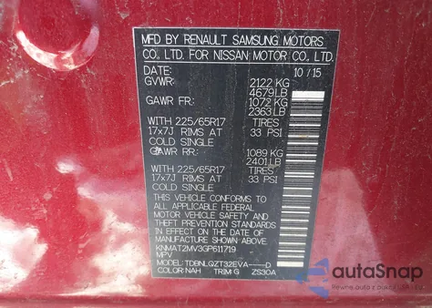 2016 Nissan Rogue Sv from USA, damaged, VIN KNMAT2MV3GP611719